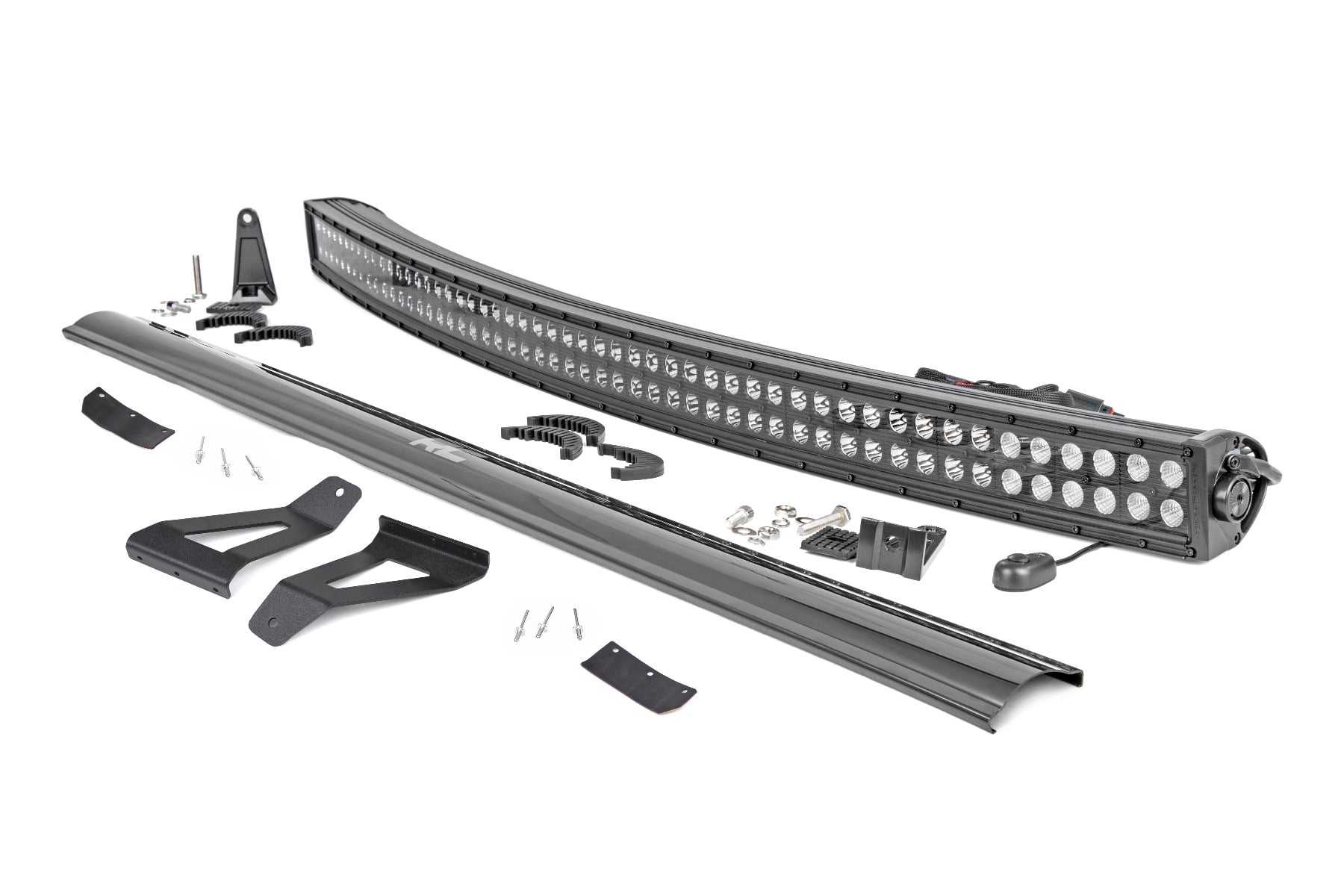 LED Light Kit | Windshield Mount | 50" BLK Dual Row | Jeep Cherokee XJ (84-01) by Rough Country