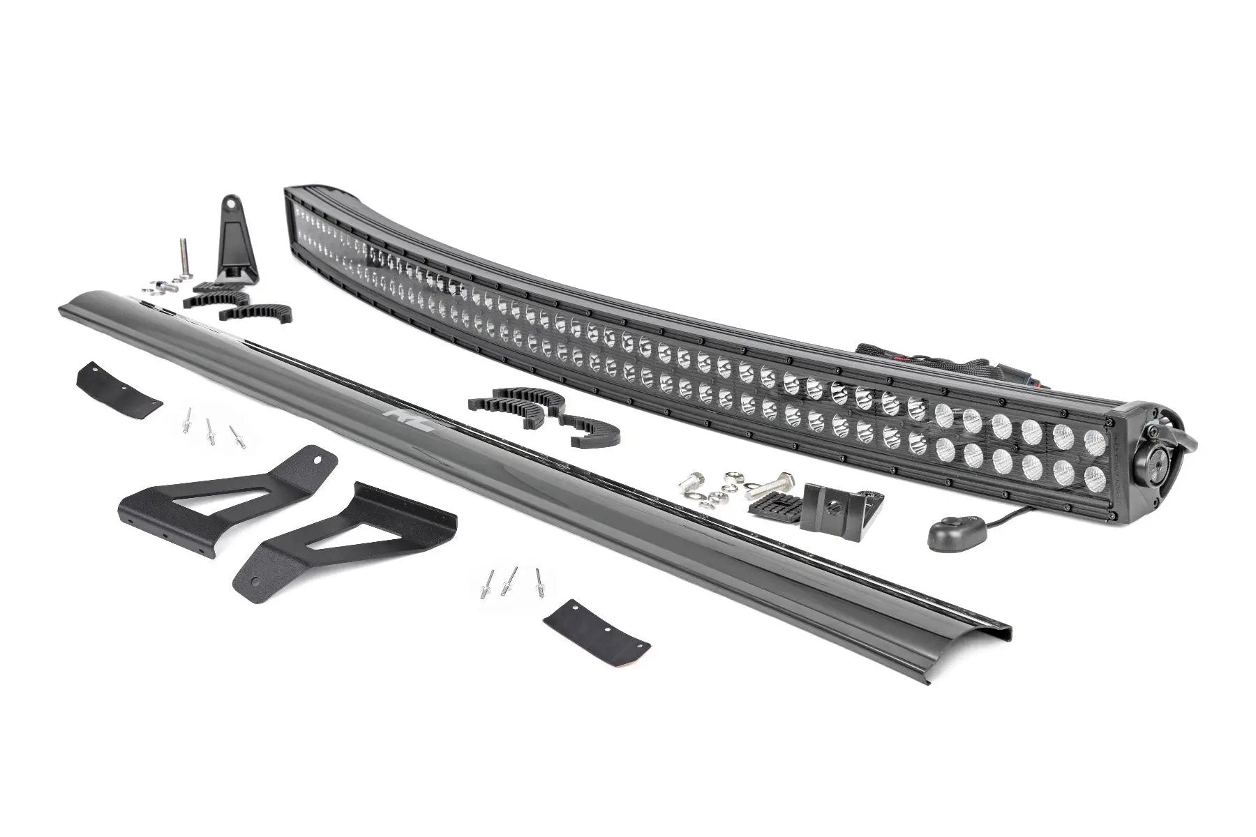 LED Light Kit | Windshield Mount | 50" BLK Dual Row | Jeep Cherokee XJ (84-01) by Rough Country