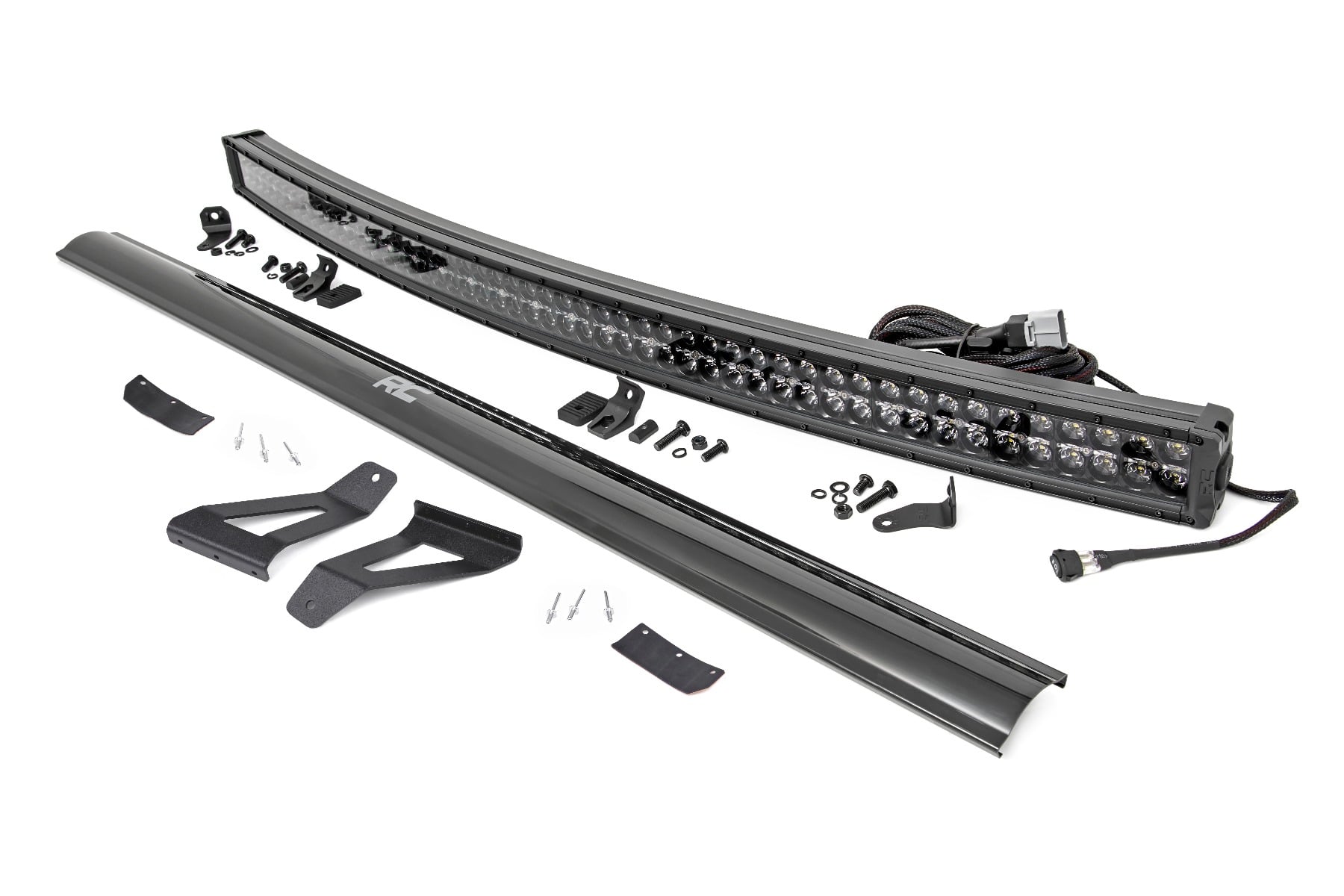 LED Light Kit | Windshield Mount | 50" BLK Dual Row | White DRL | Jeep Cherokee XJ (84-01) by Rough Country