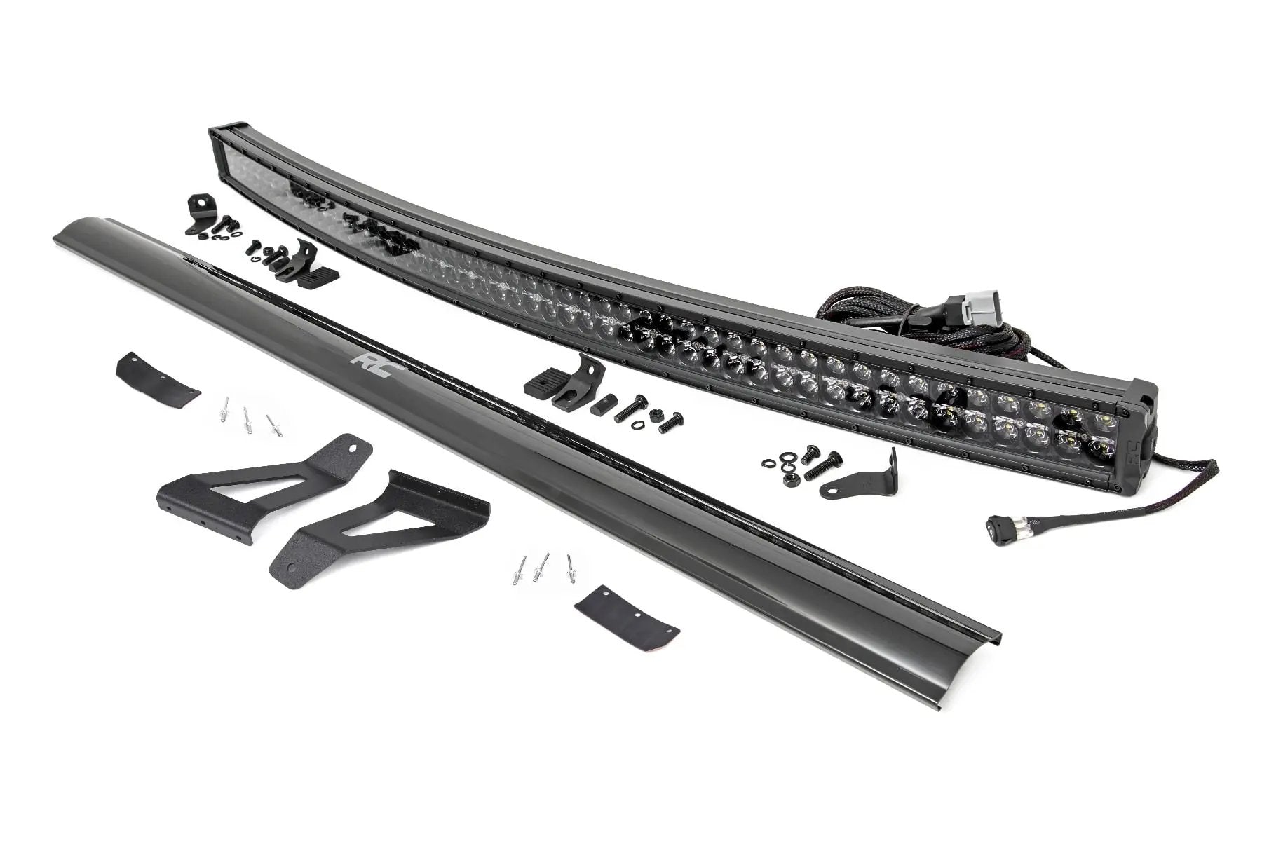 LED Light Kit | Windshield Mount | 50" BLK Dual Row | White DRL | Jeep Cherokee XJ (84-01) by Rough Country
