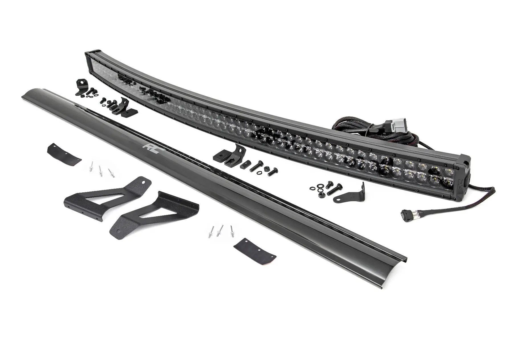 LED Light Kit | Windshield Mount | 50" BLK Dual Row | White DRL | Jeep Cherokee XJ (84-01) by Rough Country