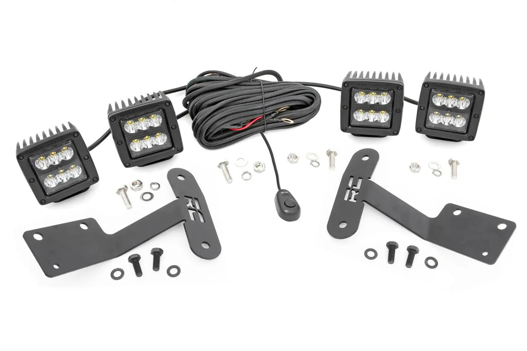 LED Light Kit | Ditch Mount | Dual 2" Black Pairs | Spot | Toyota Tundra (14-21) by Rough Country