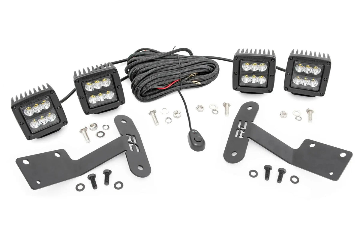 LED Light Kit | Ditch Mount | Dual 2" Black Pairs | Spot | Toyota Tundra (14-21) by Rough Country