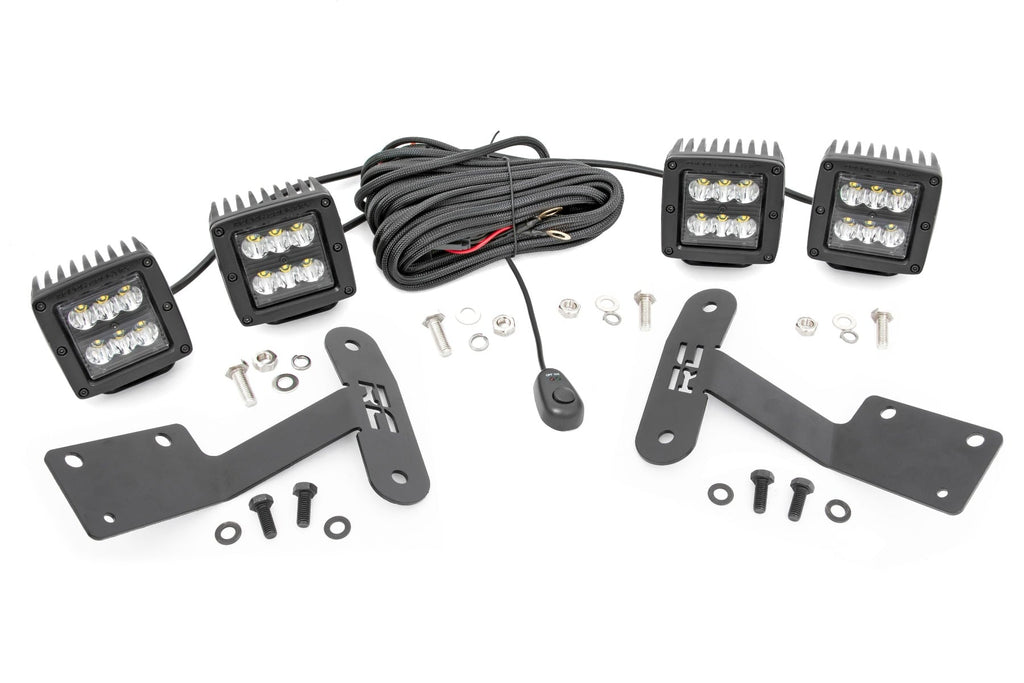 LED Light Kit | Ditch Mount | Dual 2" Black Pairs | Spot | Toyota Tundra (14-21) by Rough Country