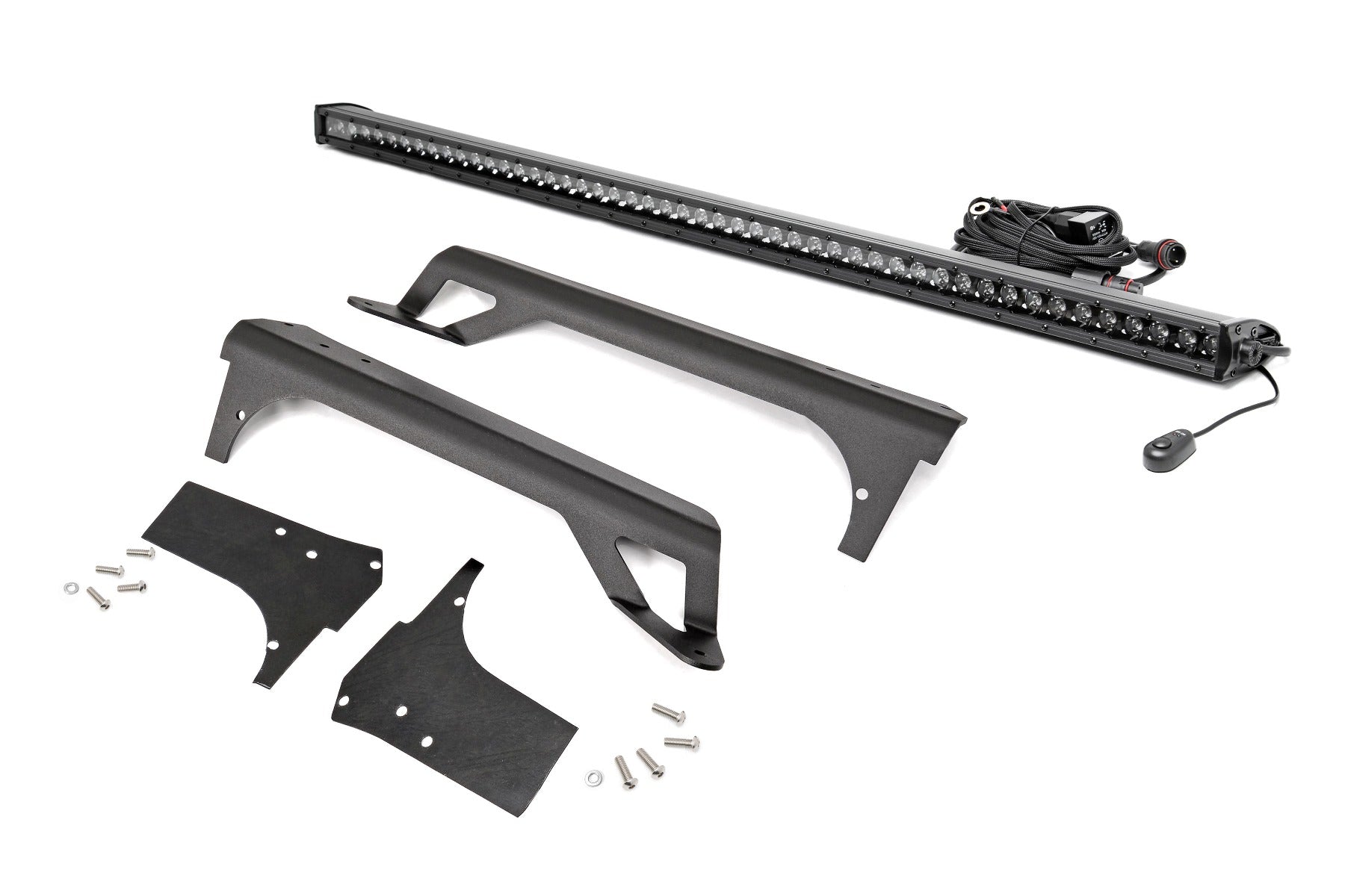 LED Light | Windshield Mnt | 50" Black Single Row | White DRL | Jeep Wrangler TJ (97-06) by Rough Country