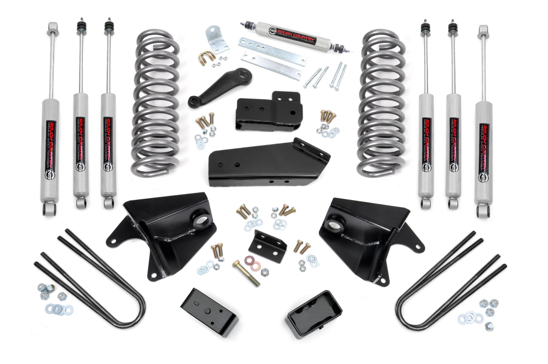 4 Inch Lift Kit | Quad Front Shocks | Rear Blocks | Ford Bronco 4WD (80-96) by Rough Country