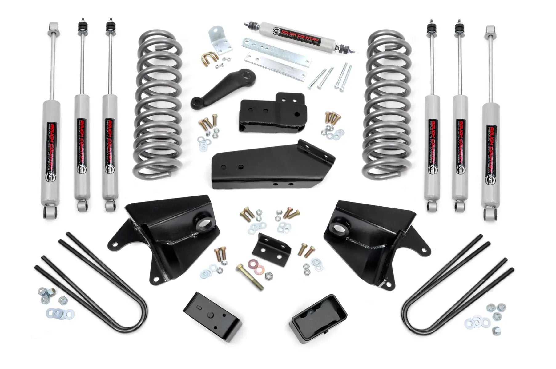 4 Inch Lift Kit | Quad Front Shocks | Rear Blocks | Ford Bronco 4WD (80-96) by Rough Country